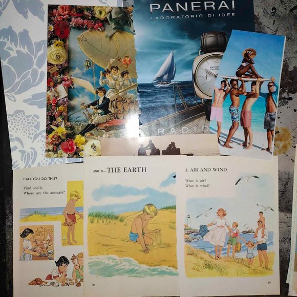 Junk Journal Junk Drawer kit Beach Ocean Nautical fish Ephemera - Picture 2 of 3